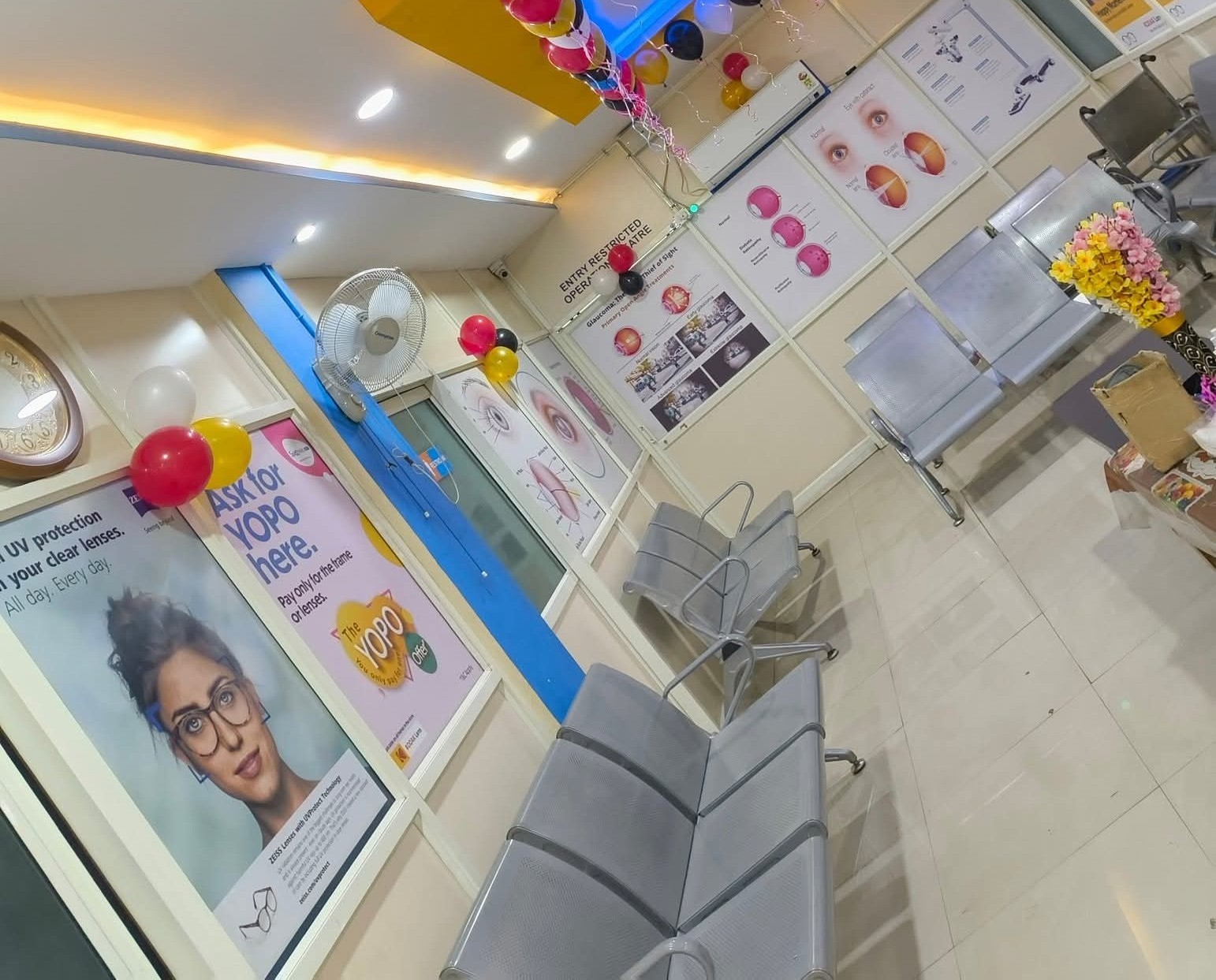Modern reception area at Vaibhav Nethralaya